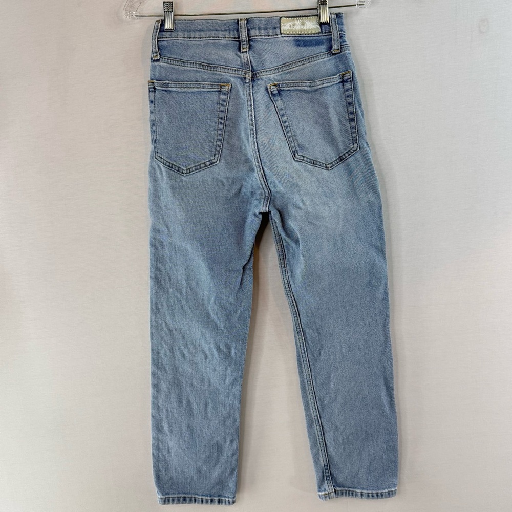 RE/DONE Faded Sky Blue High Rise Cropped Button Fly Jeans with Vintage Look - Picture 2 of 13